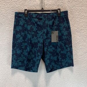 G/FORE Mens Shorts 34 Maverick Hybrid Blue Floral Print Golf Performance Stretch